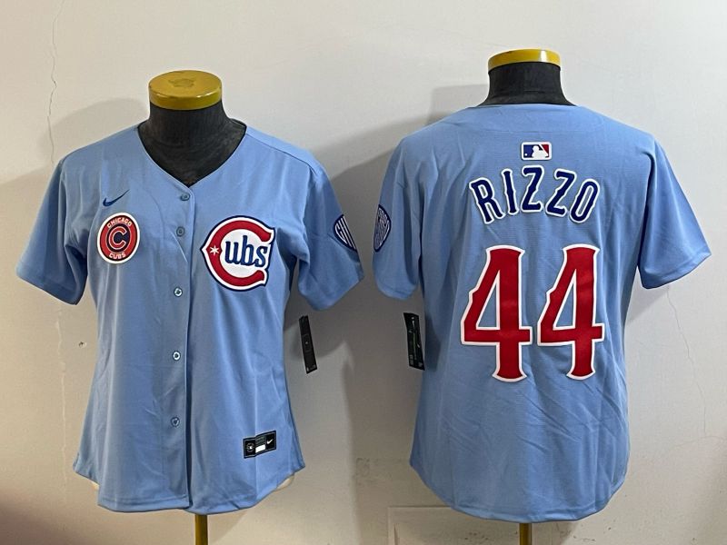 Youth 2025 Chicago Cubs #44 Rizzo Light blue Game Nike MLB Jersey style 02